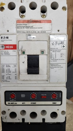 Eaton Cutler Hammer HKD3400F 3 Pole 400A Trip 600v Circuit Breaker - Picture 2 of 3