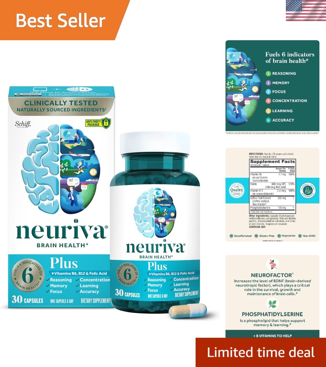 Clinically Tested Brain Health Capsules with Neurofactor & B Vitamins - 30 Count