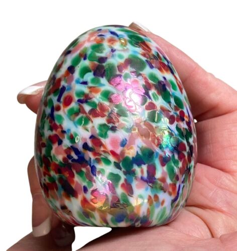 Gibson Art Glass Paper Weight, Vintage Signed Art Glass, Gibson Confetti Art Gla - Picture 2 of 7