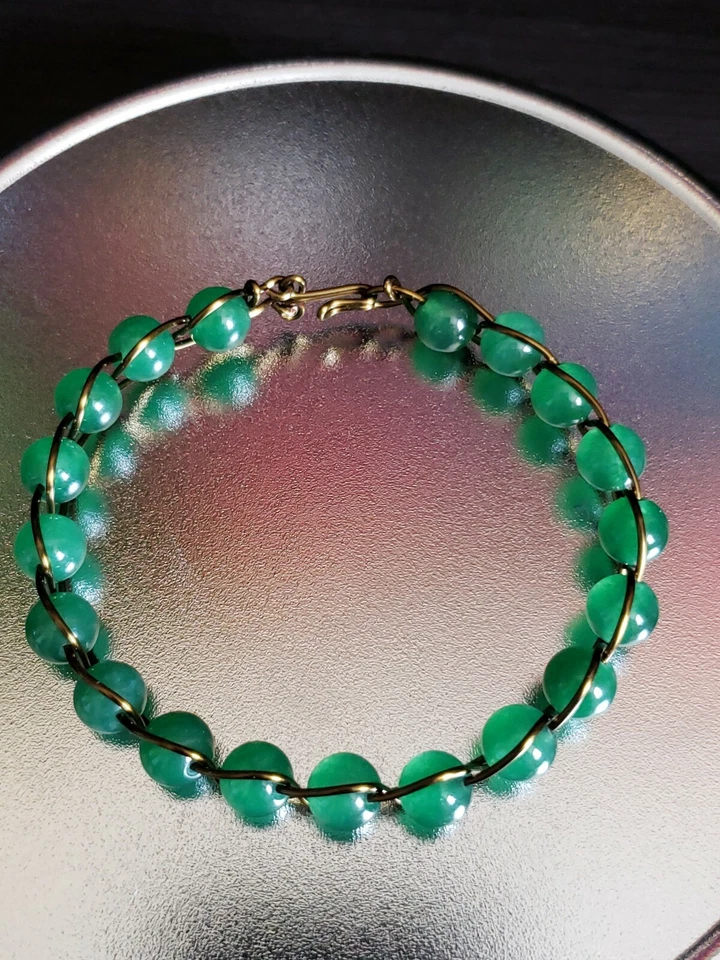 Pulsera Aventurina y Bronce Cobre Protección EMFs  Foto 2 de 3