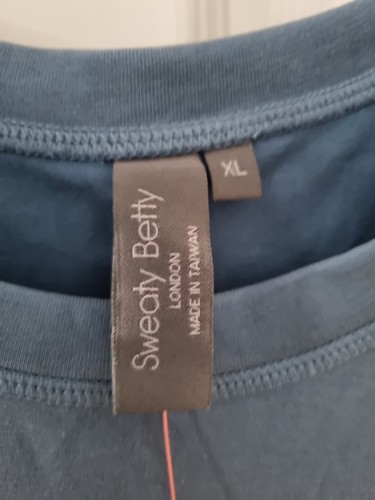 Sweaty Betty Peaceful Split T-Shirt Size XL Blue NEW BNWT - Picture 3 of 9