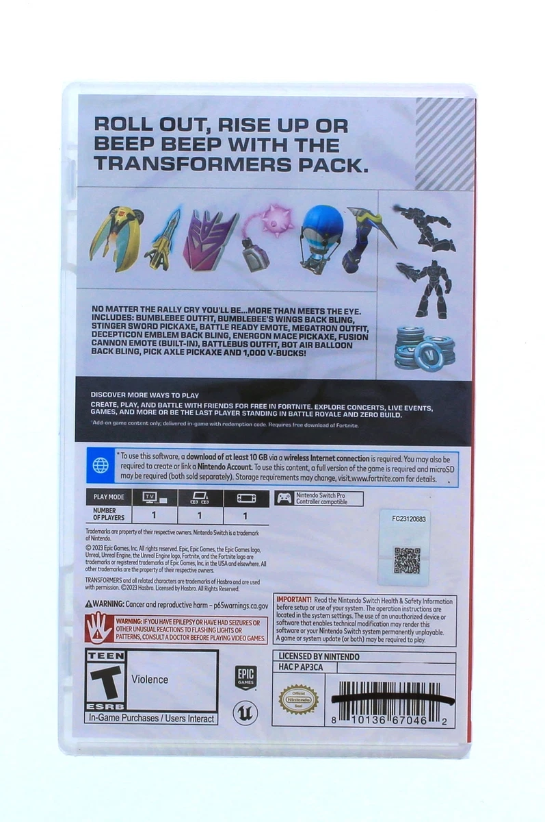 Fortnite Transformers Pack Nintendo Switch Game eBay