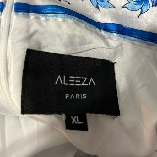 Aleeza Paris Azaria Maxi Skirt Maxi Satin Boho Blue White Women's Size XL - Picture 5 of 6