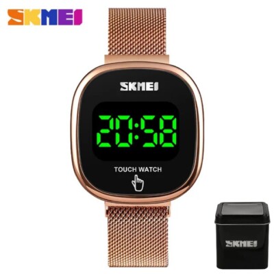 SKMEI Damen Frauen elektronische Digitaluhren Touchscreen Mesh Uhr Geschenk VERPACKT