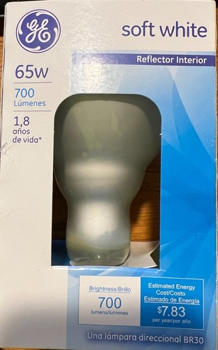 Light Bulbs 65 Watt Soft White Indoor Flood 1 pack GE BR30 Medium Base - Picture 3 of 6