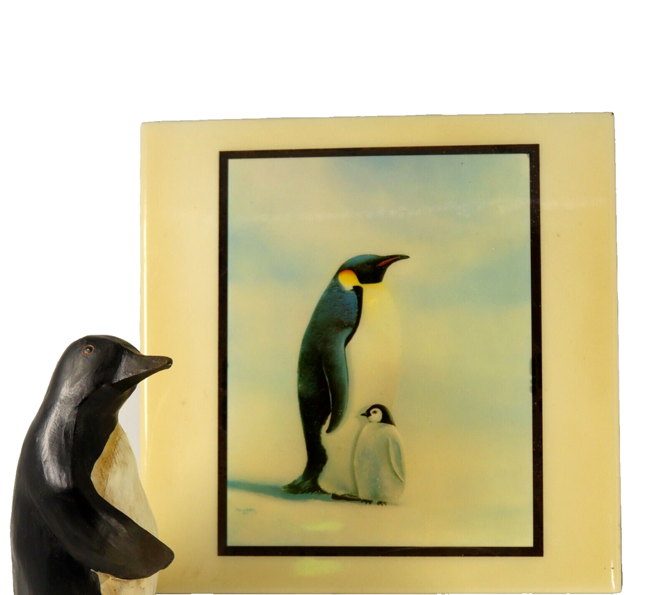 Carved Wooden Penguin 6 1 4 X 2 Wyland Penguin Baby Art Tile 9 x carved-wooden-penguin-6-1-4-x-2-wyland-penguin-baby-art-tile-9-x