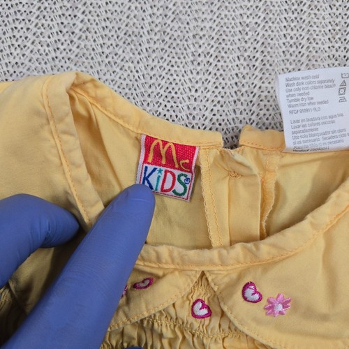 Vintage McDonalds McKids Dress Girls 5 Yellow Daisy Sundress Hearts Flowers - Picture 10 of 18