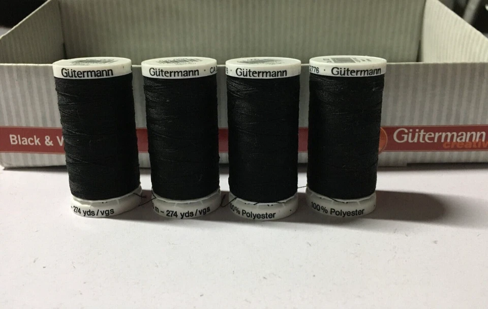 GUTERMANN - 250m - PACK OF 4 SPOOLS - CHOICE OF BLACK OR WHITE : SEW-ALL THREAD - image 3 of 4