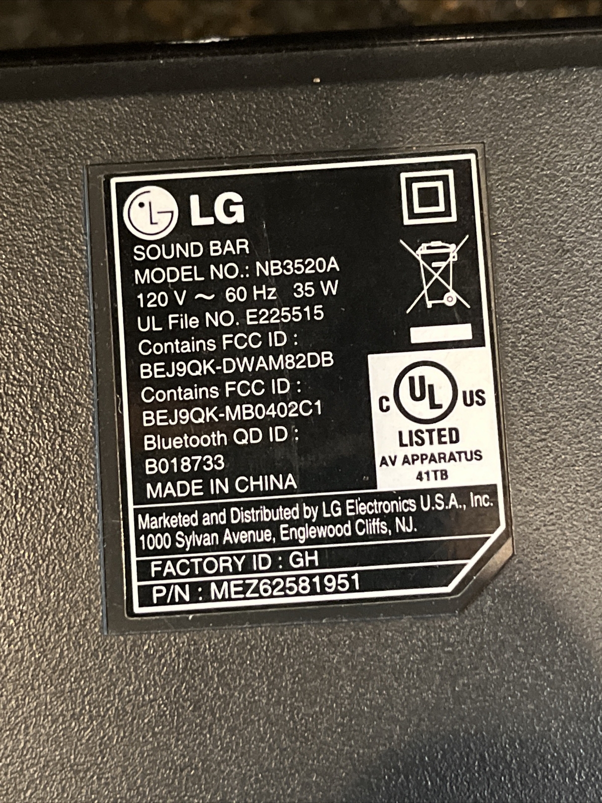 Bluetooth LG Soundbar With Dts Surround Sound