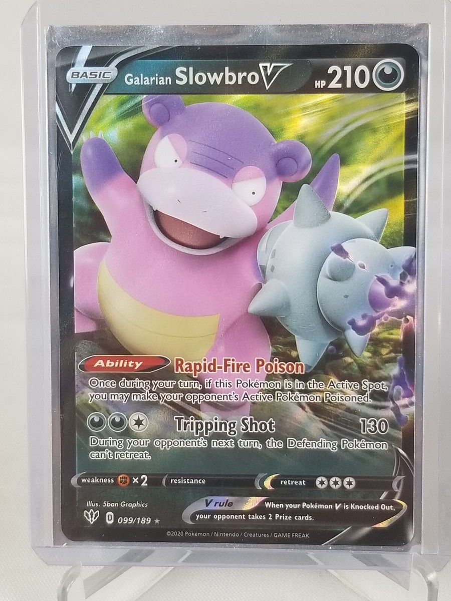 Galarian Slowbro V Basic Hp 210 Darkness Holo #99/189 Pokemon 2020