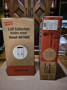  2 Staples Loft Collection Bistro Stool In Metal And Expresso Colored Seat