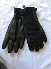 New ISOTONER Men Genuine Leather/Wool Gloves, Black Size LG MSRP 64 No Tags