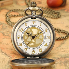 Vintage Style Pocket Watch Arabic Numerals Scale Quartz Watches with Chain Gifts