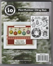 Limited Edition - Red Rubber Christmas Cling Stamp Set - 11 Pieces