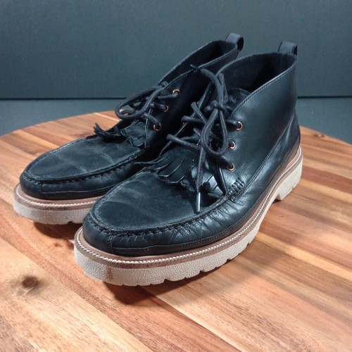 Cole Haan Mens Sz 8.5 M Black Leather Kiltie Chukka Boots Style C36313 - Picture 2 of 17