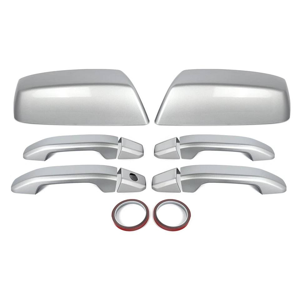 For Chevy Silverado 1500 2014-2018 Silver Ice Door Handle Mirror Cover WA636R Foto 3 de 4