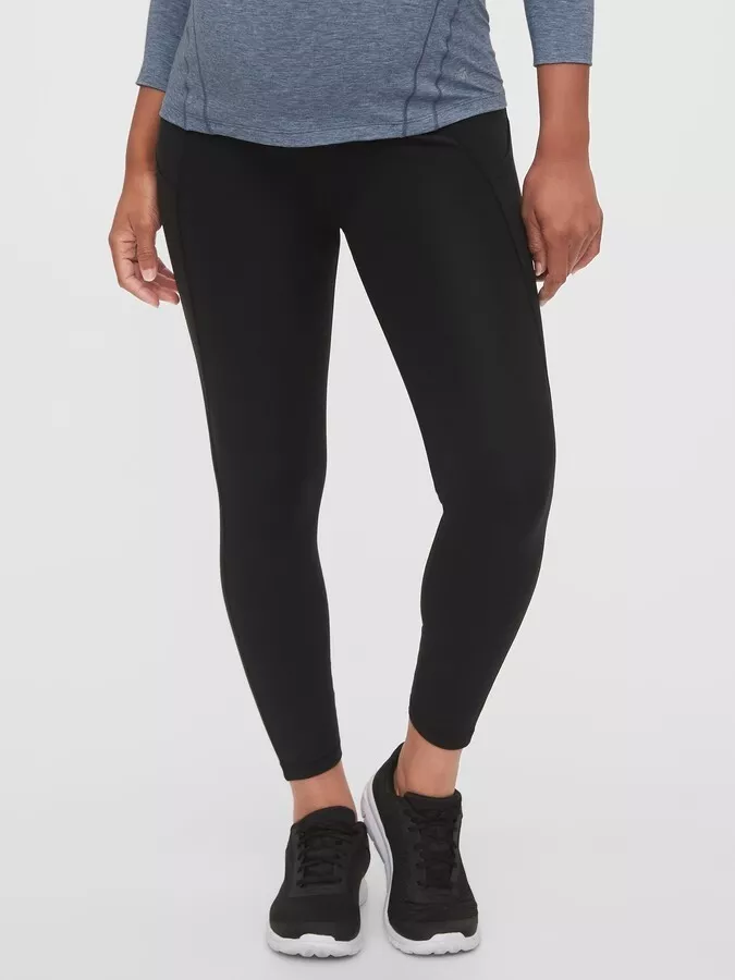 Gap MATERNITY GapFit FULL PANEL Blackout 7/8 Leggings Size XS- Black- NWT