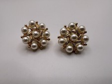 Vintage Gold Napier Faux Pearl Earrings 2.4cm JB5