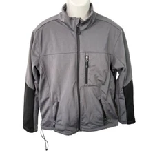 Swiss Tech Softshell Jacket Full Zip Lightweight Gray Black Mens Outdoor Size L
