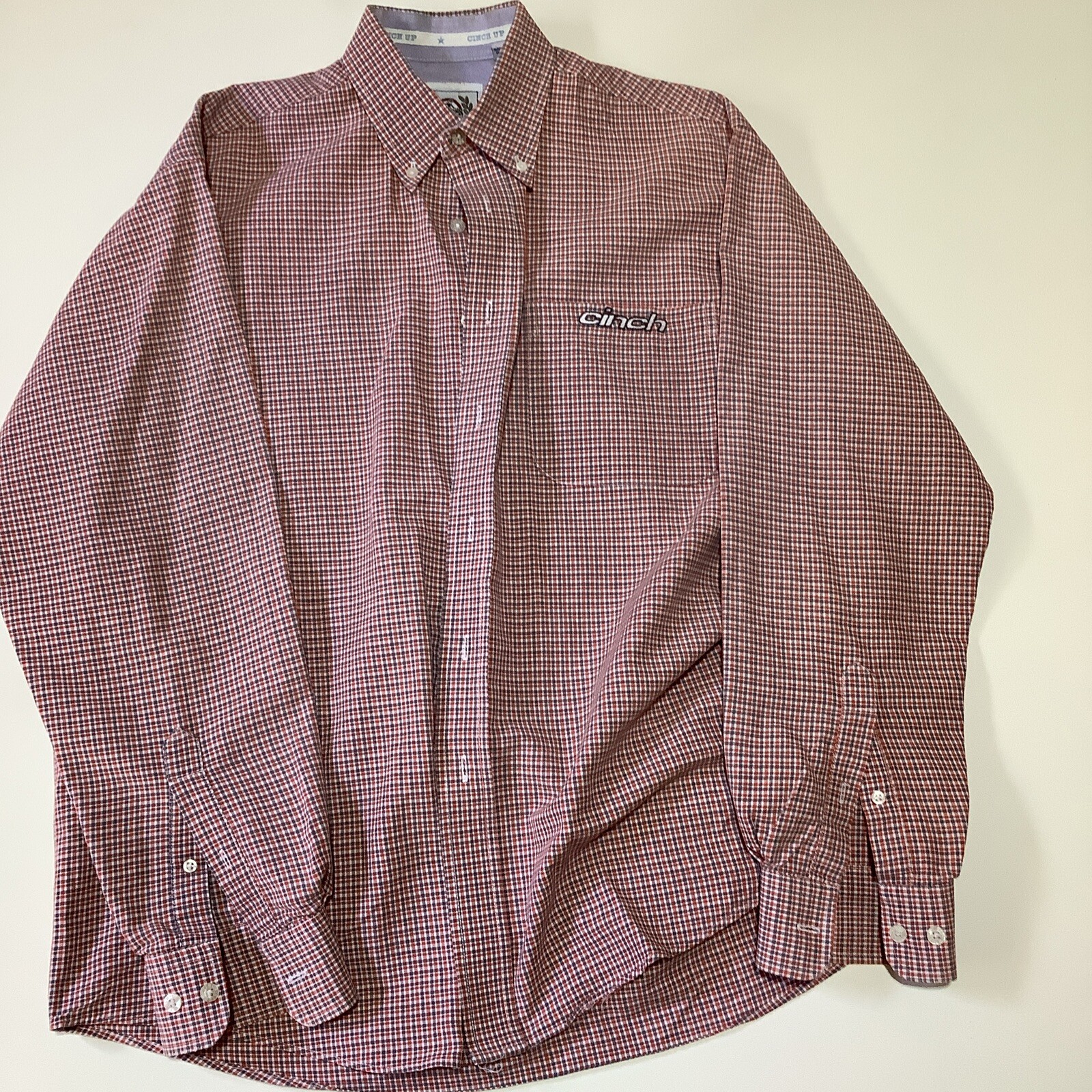 Cinch Long Sleeve Button Down Pink Pattern Size M… - image 1