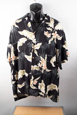 Paradise Found Hawaii Men's XXL Black Floral Design Short Sleeve Button Shirt