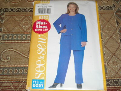    BUTTERICK #5352 - LADIES FULL FIGURE JACKET - TOP & PANT PATTERN 22W-26W  FF