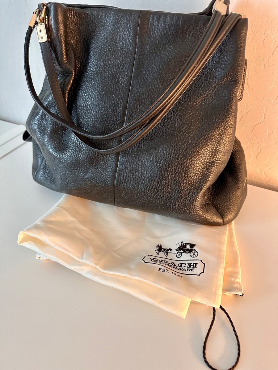 Coach Black Pebble Madison Leather 3 Compartment Phoebe Shoulder