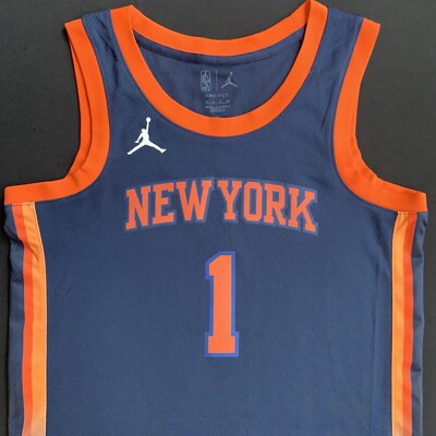 NWT Jordan Obi Toppin New York Knicks #1 Blue Statement Swingman