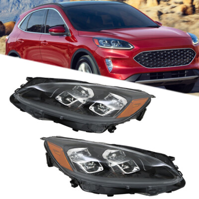 Pair For Ford Escape 2020-2021 Headlamps LED Headlights Chrome Clear Right+Left