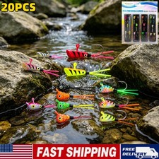 20pcs Dancing Ice Fishing Jig Skirt Lures Kit for Walleye Crappie Pike Panfish