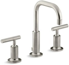 Kohler Purist Widespread Bathroom Faucet - K-14406-4-BN - VIBRANT BRUSHED NICKEL