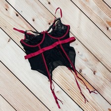 Adore Me L black/red unlined bustier lingerie