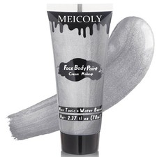 MEICOLY Metallic Silver Face Body Paint for Tin Man silver face body paint