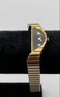 Vintage Seiko Rivoli Gold Tone Half Moon Asymmetrical Quartz Wristwatch