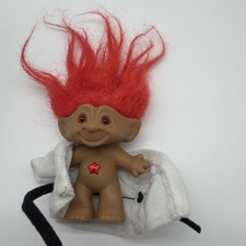 Vintage Red Hair Troll with Gem, 3 In. Doll Ace Novelty Treasure Troll