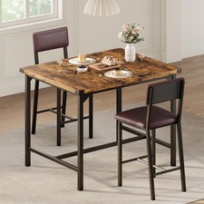 Dining Table Set 2 w/Counter Height Table  2 Upholstered Bar Stools 3-Piece