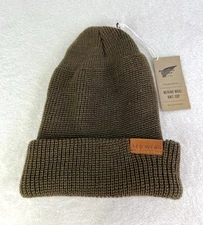 Red Wing Merino Wool Knit Cap Beanie Fisherman Olive Green One Size New