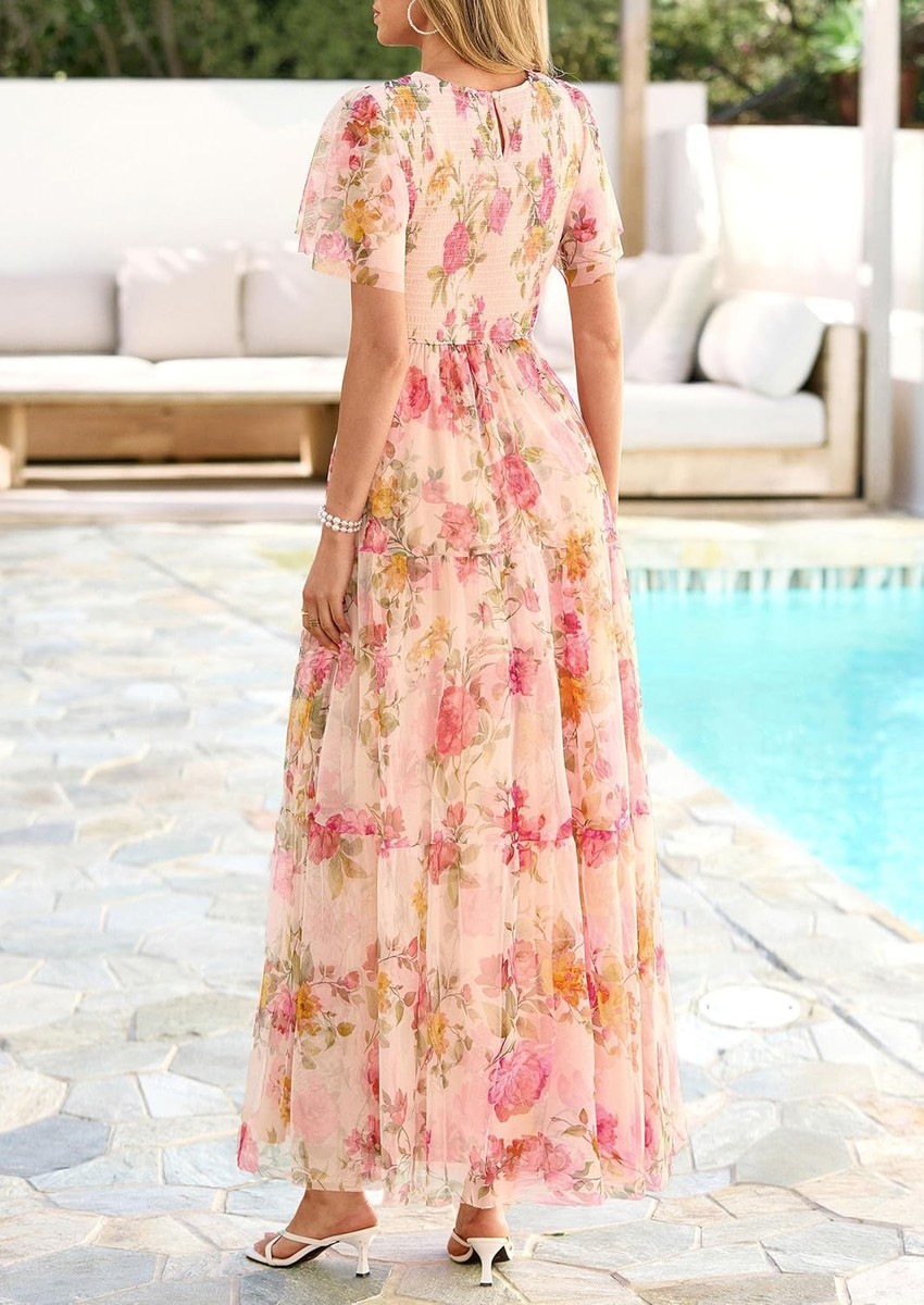 floral tulle maxi dress Floral Tulle Maxi Dress, Pink