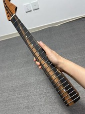 5A 5-Piece Ebony Fretboard Flame Maple Guitar Neck 22Frets Abalone Inlays Satin