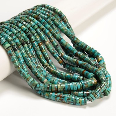 Natural Turquoise Graduated Heishi Disc Beads Size 2x3-2x8mm 15.5'' Strand