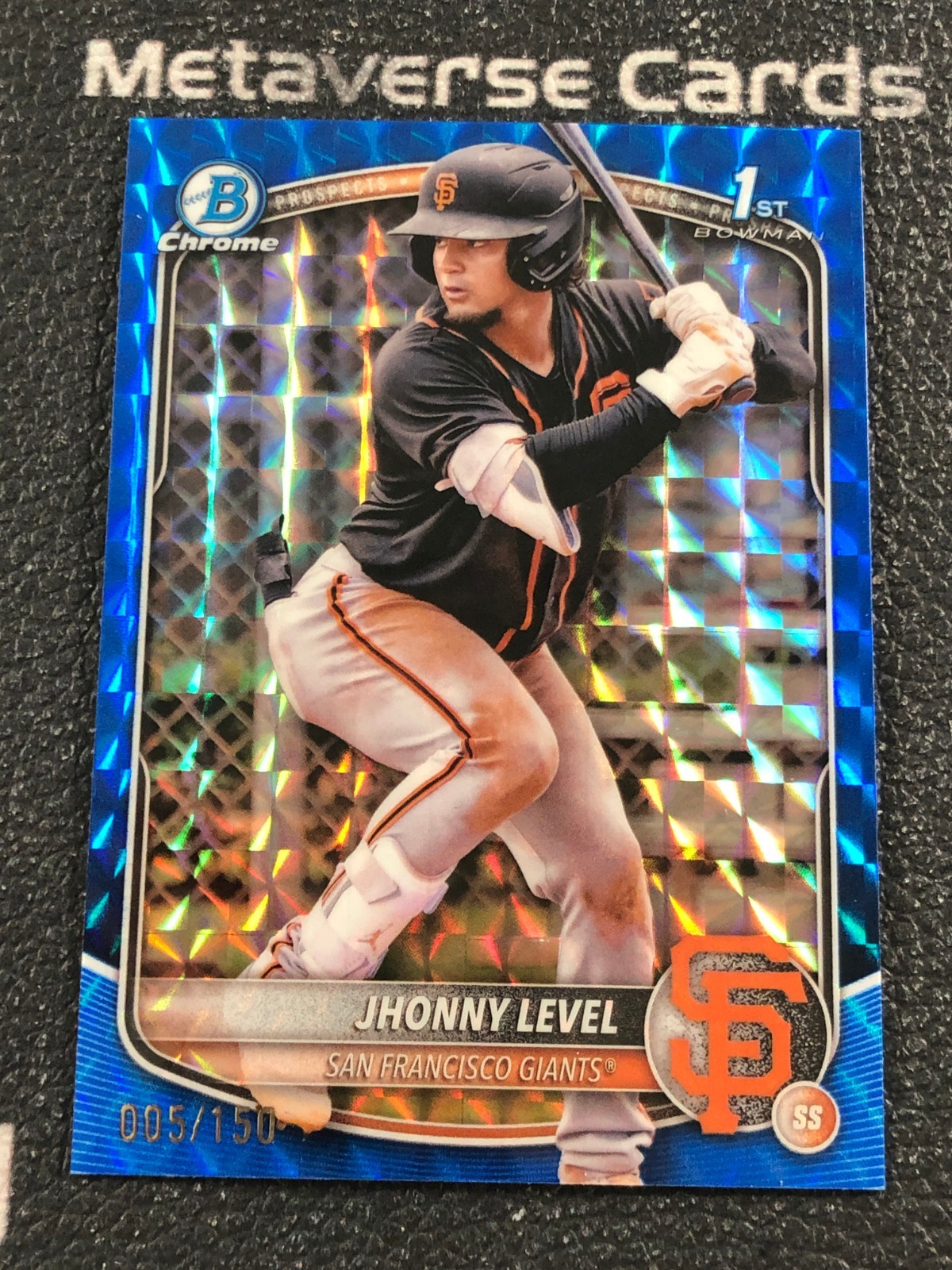 2025 Topps Bowman Chrome Jhonny Level 1st Prospects Blue Geometric 5/150 Giants