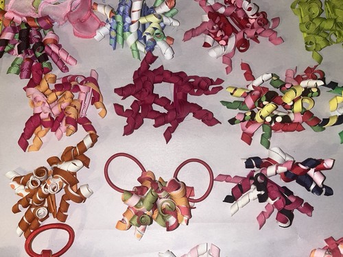 Gymboree Curly hair clips lot of 48 (24 pairs) bows Plus 2 Ponytail Holders - Picture 5 of 7