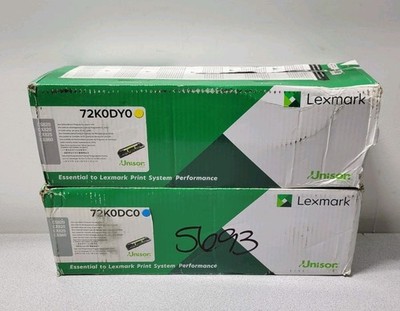 Set of 2 Lexmark Color Return Program Developer Unit Cyan 72K0DC0 Yellow 72K0DY0