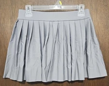 Mini Pleated Skirt High Waist Stretchy Tennis A-Line Skirt - Gray - Size Large