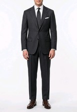 Umberto Bartolini Pinstripe Suit Mens 42R 32x30 100 Virgin Wool Gray/Charcoal