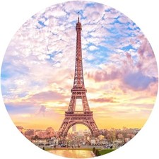 AWERT Polyester Diameter 7.5ft Eiffel Tower Round Backdrop Decoration Pros