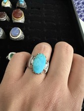 Stunning Nishapuri Persian Turquoise Ring 925...