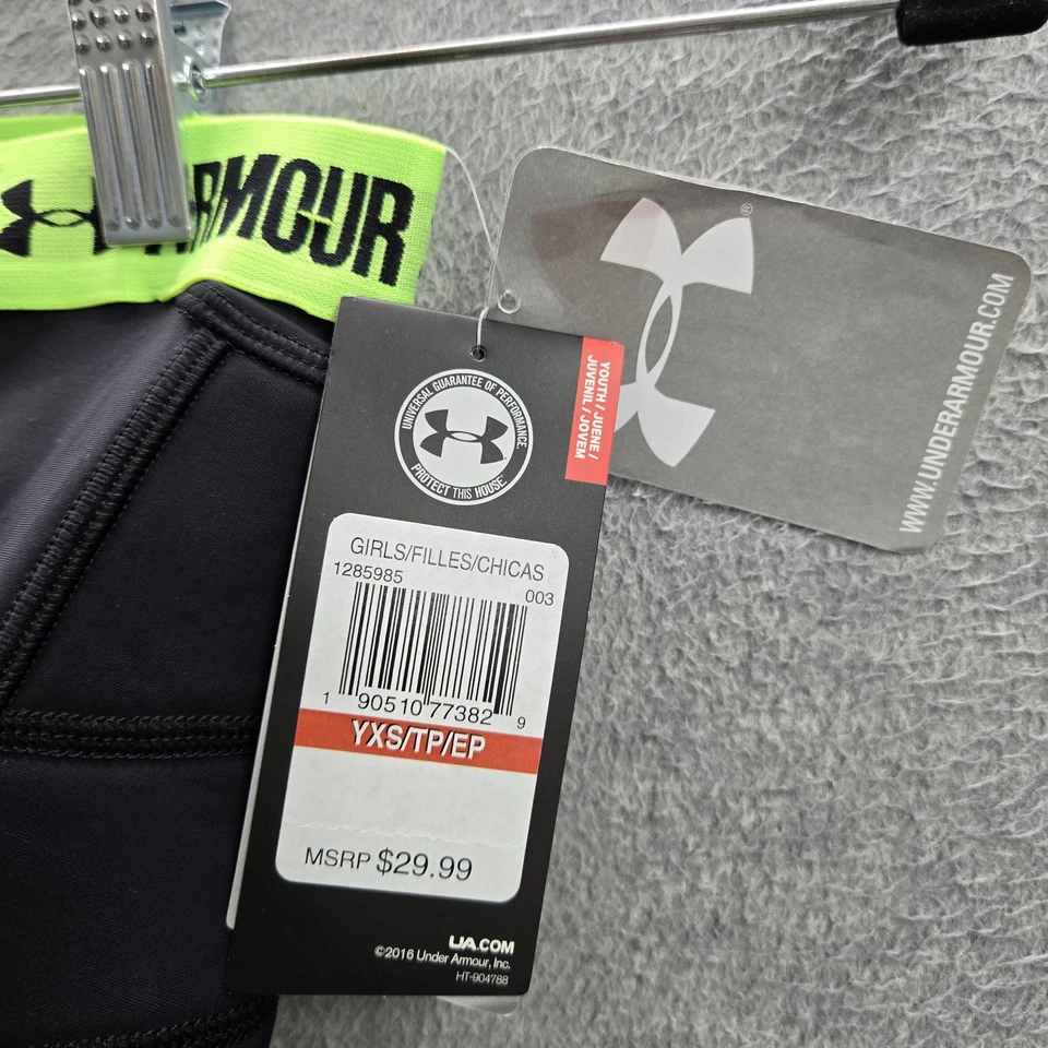 Under Armour Girls Activewear Shorts YXS Black Elastane Nylon Compression NWT - Image 4 of 4