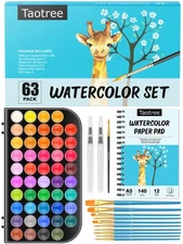 Taotree Watercolor Paint Set, 48 Colors Watercolors Kit Water Colors with 10