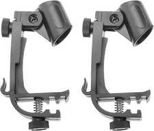 Adjustable Drum Rim Mic Clips - Microphone Mount Clamp Pack of 2 